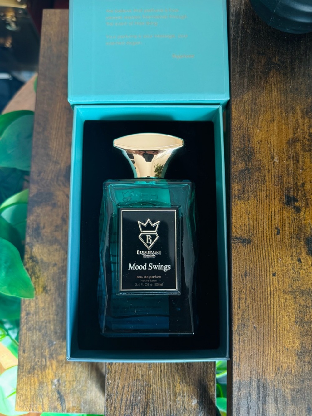 Bujairami Mood Swings Eau de Parfum - Teal Bottle with Gold Cap